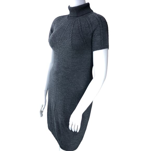 Calvin Klein Womens Size 4 Dress Grey Cable Knit Mock Neck Short Sleeve Sweater - Picture 4 of 15